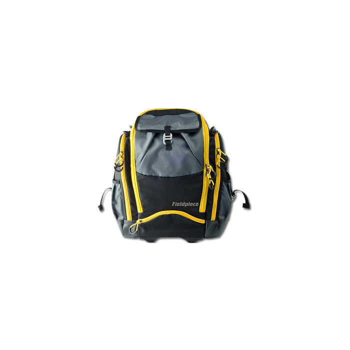 Fieldpiece BG44 service tool bag with elevated hand-tool rack and meter pockets