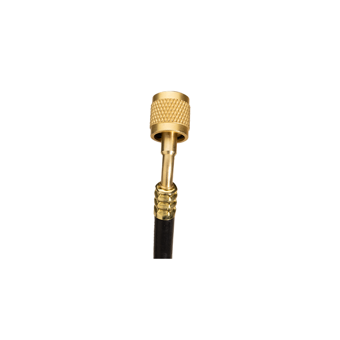 Fieldpiece HR1LM low-loss valve charging hose, 5/16" x 1/4" mini-split fitting, 1.5m