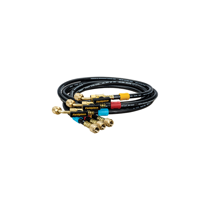 Fieldpiece HR3B 3-Hose Refrigerant Charging Set with Ball Valves, 1/4″ Fittings, 1.5m