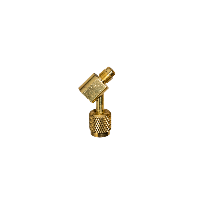 Fieldpiece RHCM45 angled brass hose adaptor, 5/16" to 1/4"