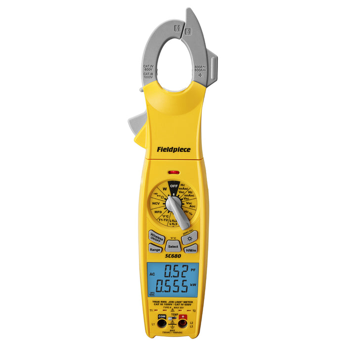 Fieldpiece SC680INT 600A True RMS AC/DC Swivel Clamp Meter with Bluetooth Job Link connectivity