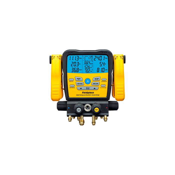 Fieldpiece SM482VINT 4-valve wireless digital manifold with built-in vacuum gauge