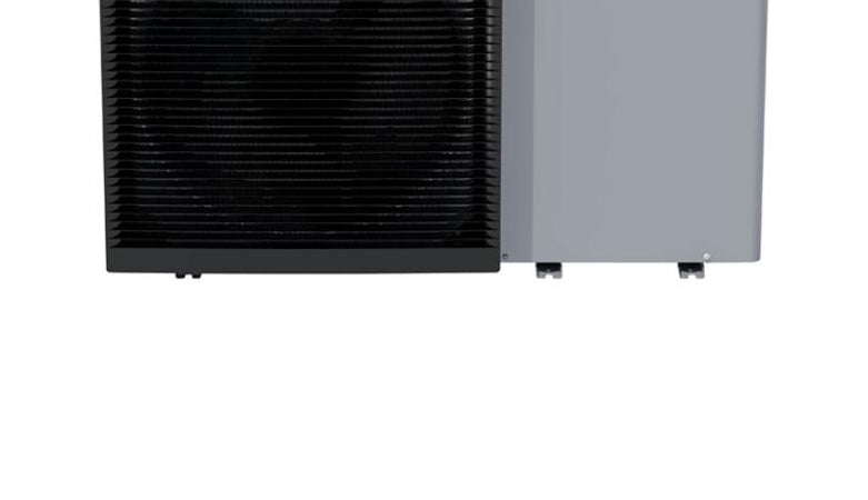 Daikin Altherma Mono-Bloc EDLA14DA3 outdoor air-to-water heat pump unit with black fan grille and light grey side panel, shown on a white background.